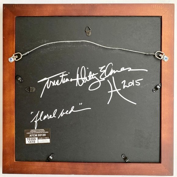 Floral Bed - Original Art Mixed Media Painting Wood Framed 14"x14" - Picture 9 of 9